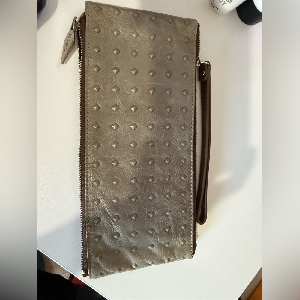 HOBO Jordan Gray Studded Leather Clutch